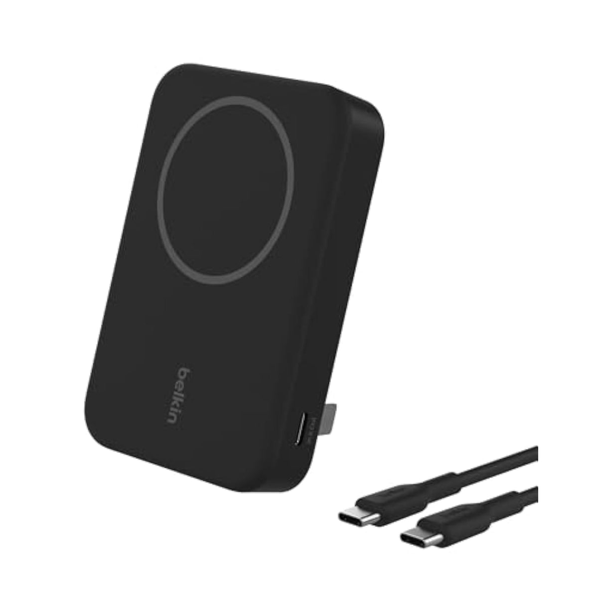 Belkin Portable Charger, Wireless Power Bank 10,000mAh w/ Qi2, MagSafe Compatible + Built-in Pop-up Kickstand - Compatible w/iPhone 16, 15, 14, Plus, Pro, Pro Max, and More - Black