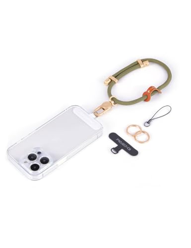 Cell Phone Wrist Strap 1, Tether Tab 2,Key Ring×2,Adjustable Phone Wristlet Strap 20cm-40cm,Hand Lanyard,Keychain(Green-G)