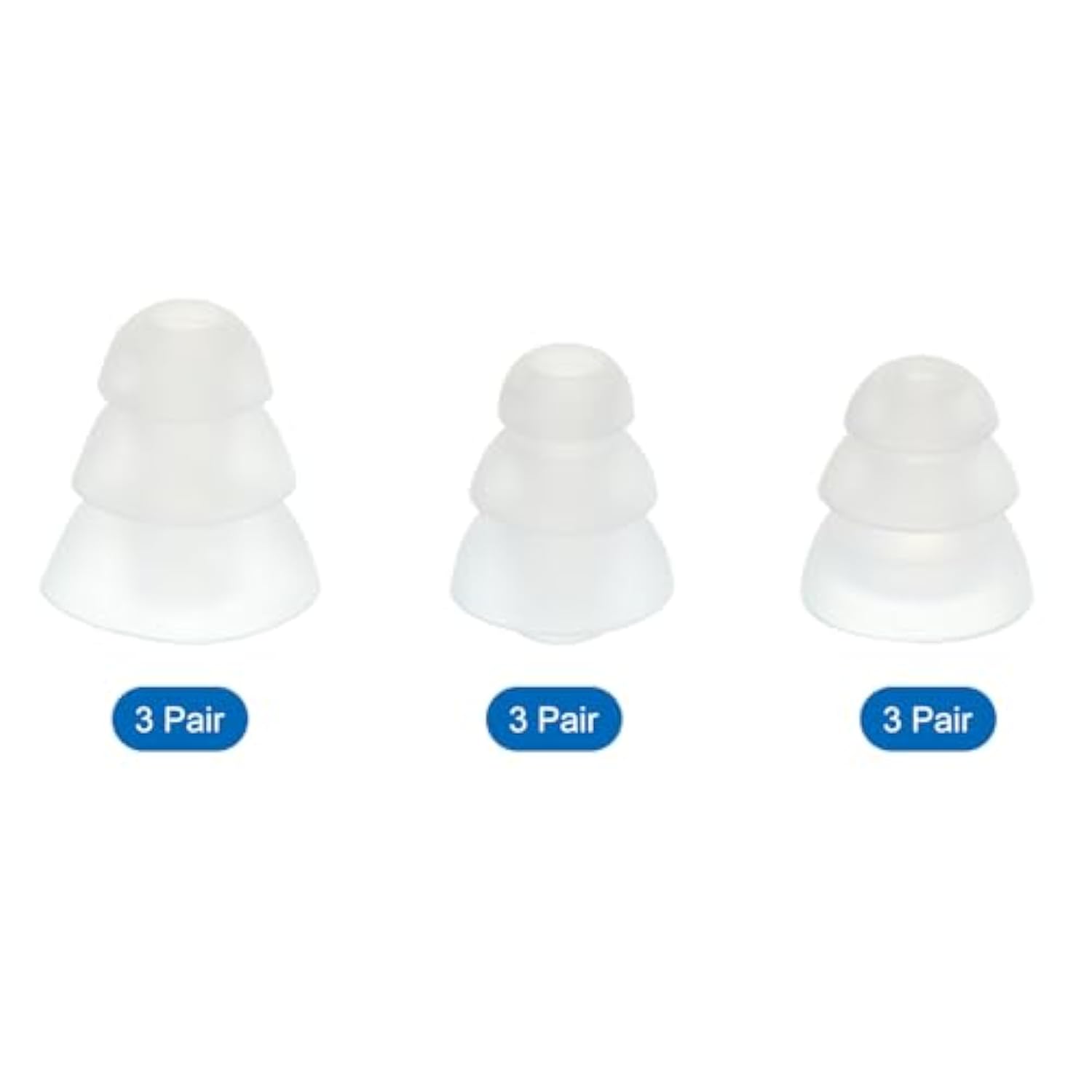 Silicone Triple Flange Ear Bud Tips Low Noise For Inside Diameter 4Mm-5Mm Earbuds In-Ear Earphones(Inner Hole 4Mm) S/M/L,9 Pairs, Clear