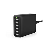 Usb Charger 60W Usb Charging Hub 12A 6-Port Desktop Charging Station With Multiple Port Compatible With Iphone 15 Pro Max 14 Pro Max 13 Pro Max, Ipad Pro Air Galaxy S23 Edge Note Tablet Black
