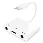 3 In 1 Dual 3.5Mm Headphone Jack Adapter - Earphone Jack Audio And Charging Adapter - Headphone Splitter For Iphone 14/13/ 12/11/ X/ 8/ Ipad - White