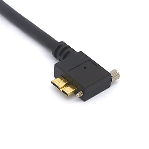 Angled USB Micro b Locking Screw Cable USB A Male to Micro B with Dual Locking Screw Charging and Data Cord for HDD, Nikon D800 D800E 30cm (90