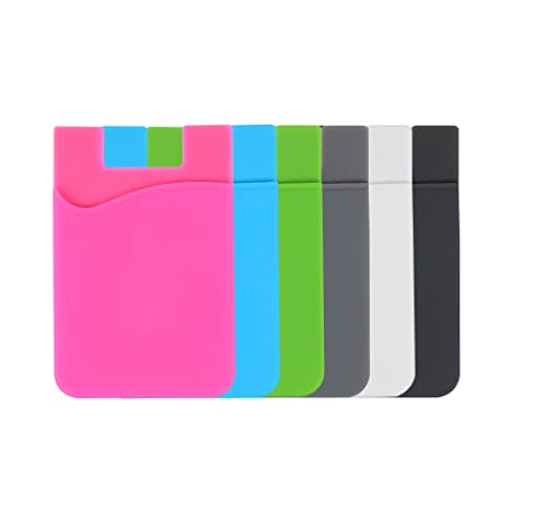 Phone Card Holder Sockets, Colors In Random - Silicone Adhesive Stick-On Id Credit Card Wallet Phone Case Pouch Sleeve Pocket For Most Of Smartphones, 6 Pack