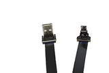 Long Flat Slim Thin Ribbon FPC Micro USB Male 90 Degree Angled up to Standard USB A Male 90 Degree Angled for sync and Charging Black (60CM Micro USB