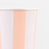 Meri Meri Pastel Striped Cups (Pack of 8), Pastel Paper Cups, 9oz Cute Disposable Party Cups, Sized for Kids & Adults, Ideal for Hot or Cold Party Drinks