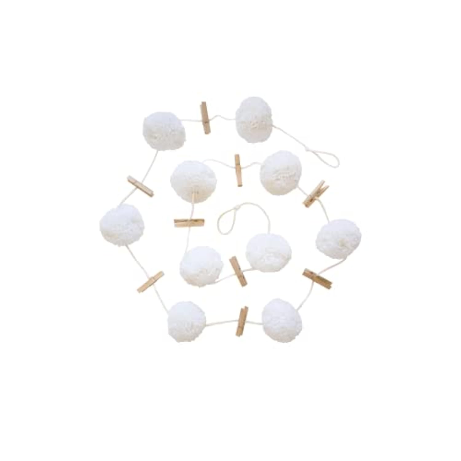 Pom Pom Garland Hanging Wool Felt Ball | Decoration For Christmas Tree, Birthday Banner, Cute Winter Wonderland Snow Ball Ornaments - White (2.5 Inch)