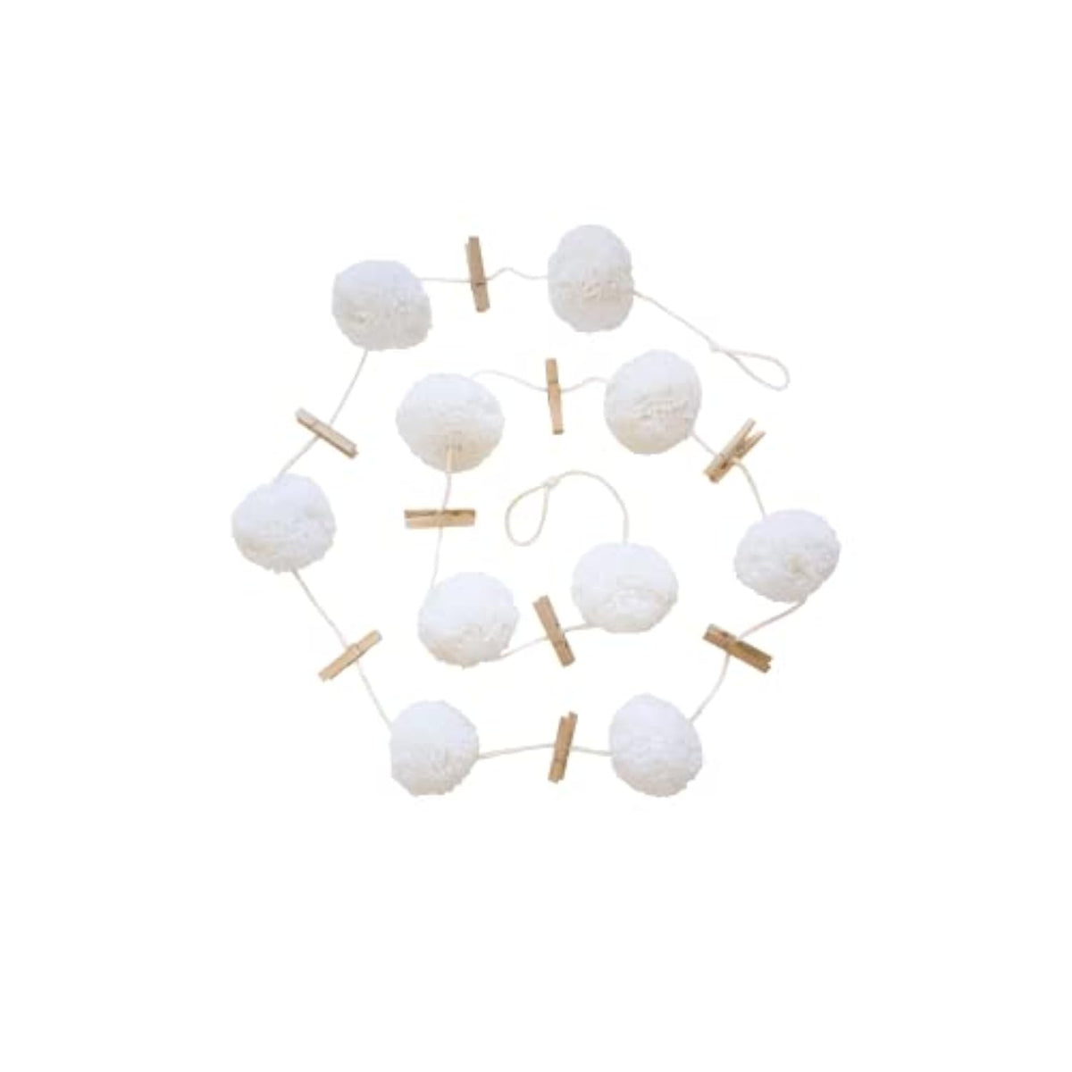 Pom Pom Garland Hanging Wool Felt Ball | Decoration For Christmas Tree, Birthday Banner, Cute Winter Wonderland Snow Ball Ornaments - White (2.5 Inch)