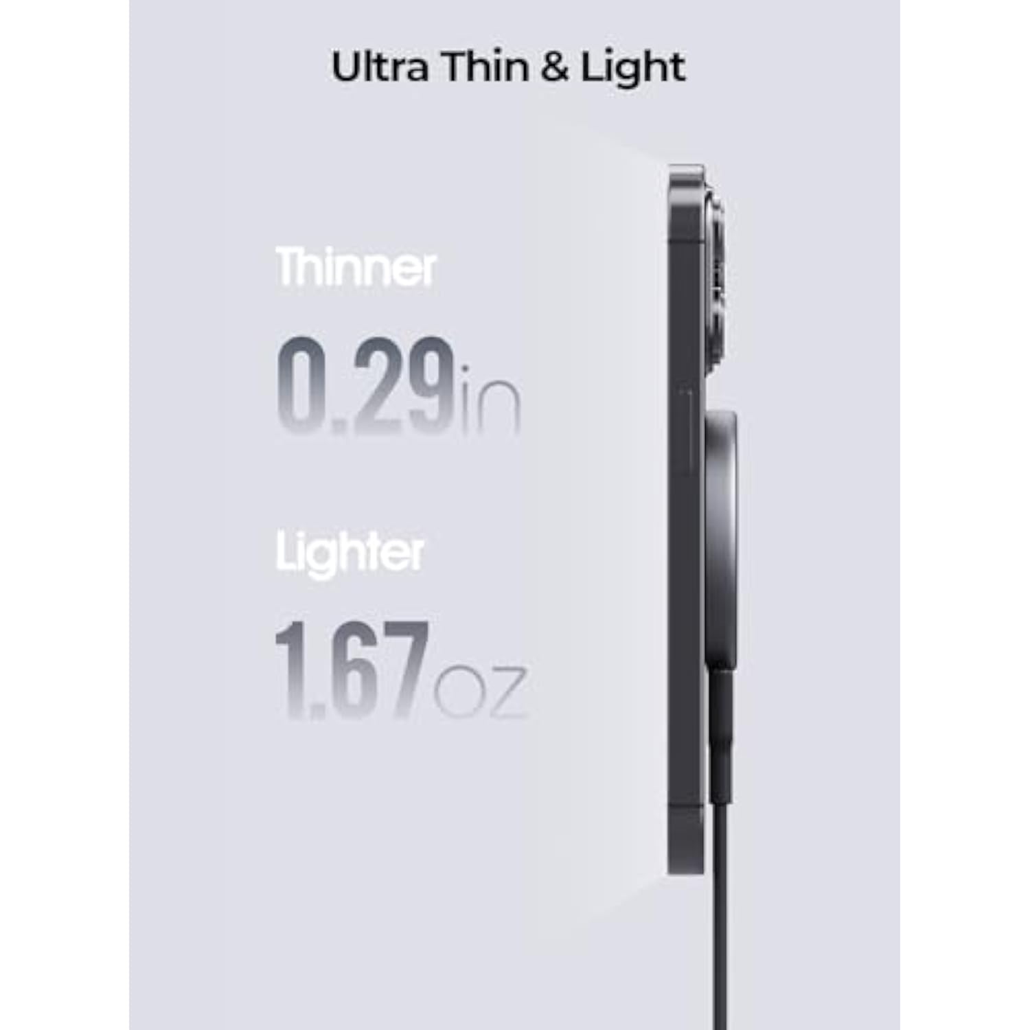 Magfusion Aura Magnetic Wireless Charger, Qi2 Certified 15W Ultra-Fast Charging Compatible With Magsafe, Wireless Charging Pad With 5Ft Cable For Iphone 15/14/13/12 (Charger Not Included)