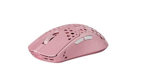 Arbiter Akitsu Medium Carbon Fiber Gaming Mouse - Ultra-Light 40G, Wireless 8K Polling, 30K Dpi, Pixart 3950 Sensor, 60Hr Battery, Lcd Receiver Display - White