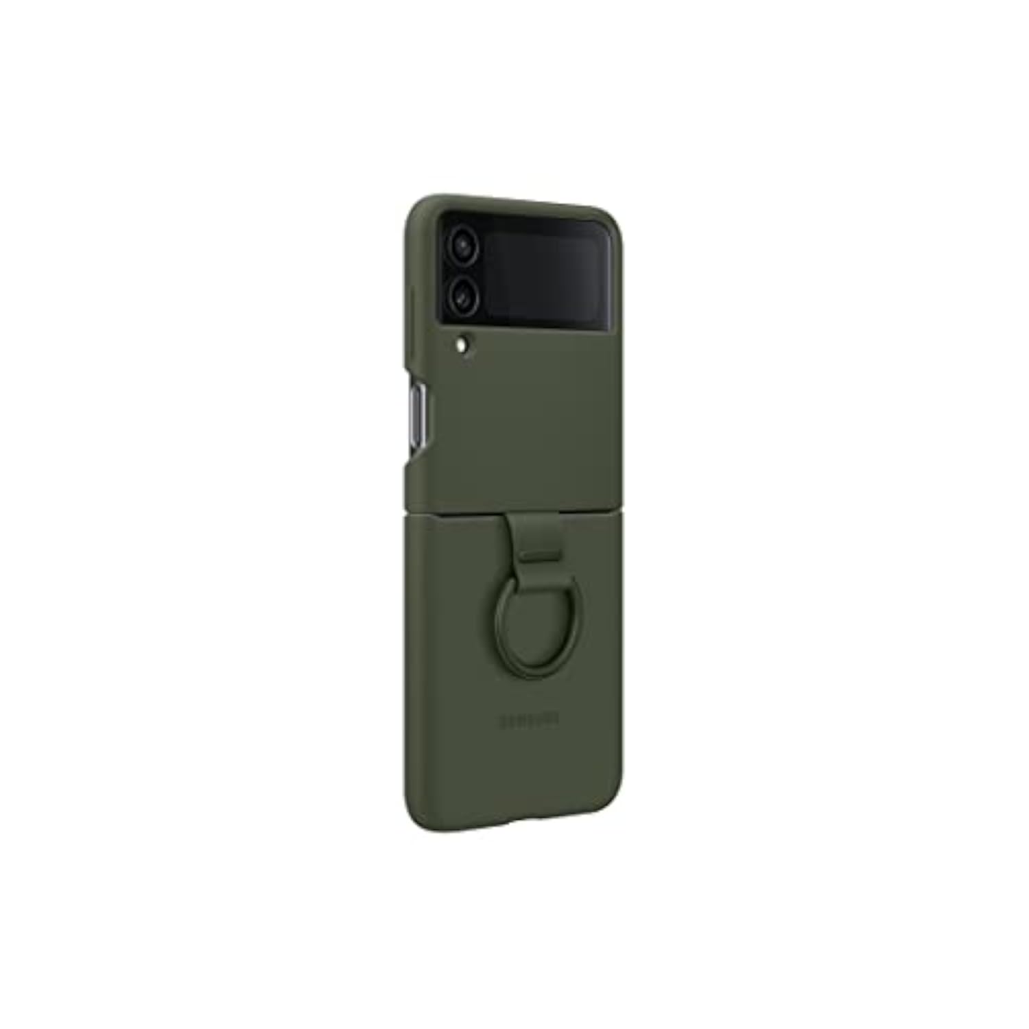 Samsung Galaxy Z Flip 4 Silicone Phone Case with Ring, Matte Finish, Bold Style, Handheld Design, US Version, Green