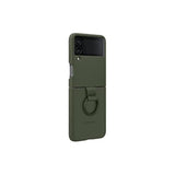 Samsung Galaxy Z Flip 4 Silicone Phone Case with Ring, Matte Finish, Bold Style, Handheld Design, US Version, Green