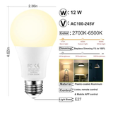 A19 LED Bulb 12W 100W Equivalent Color Changing Smart Light 2.4GHz Remote Dimmable