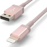 3FT MFi Certified USB A to Lightning Cable Nylon Braided Fast Charging Rose Gold