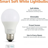 Smart A19 LED Light Bulbs 4 Pack 9W 60W Equivalent Dimmable Soft White 2700K 800LM Alexa Compatible WiFi