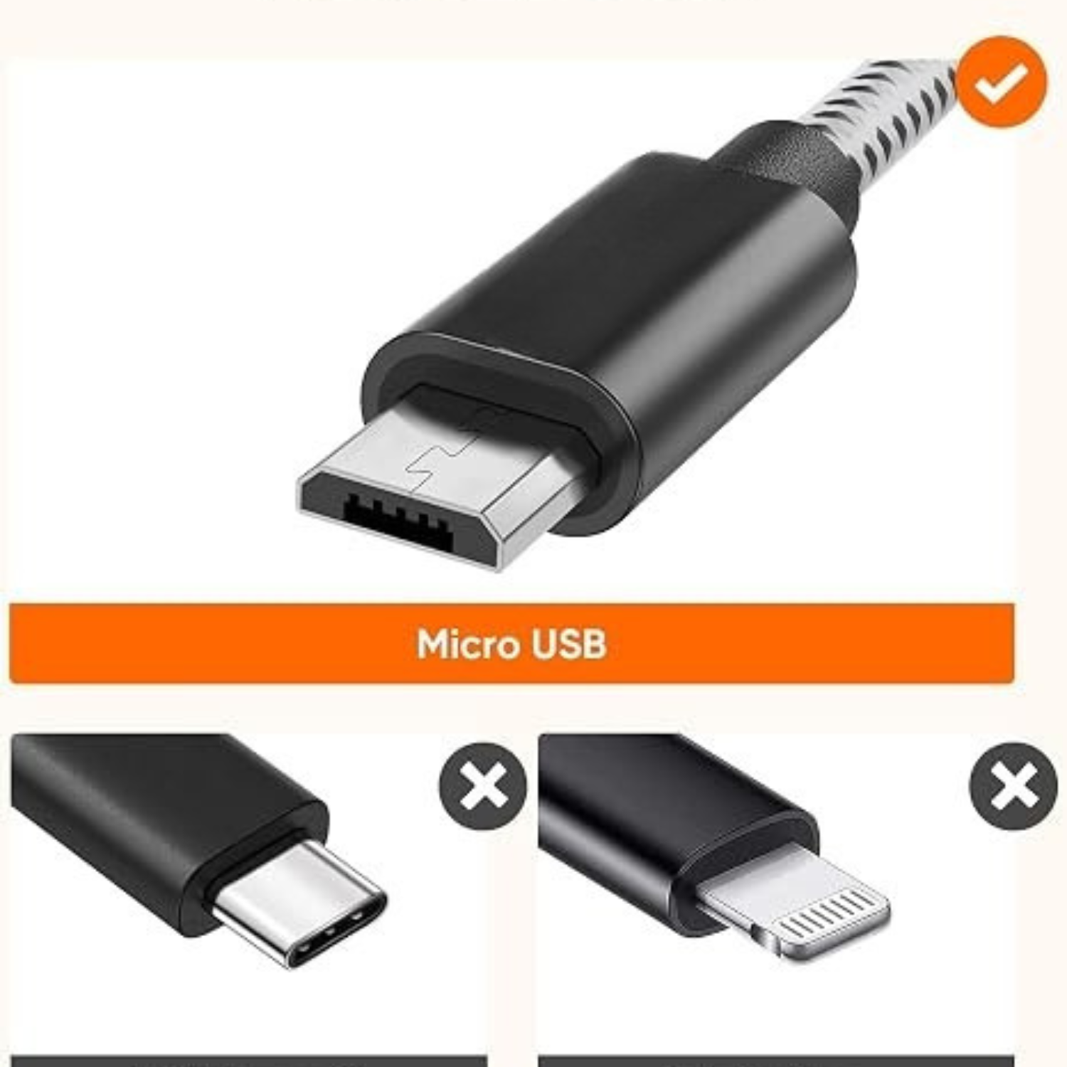 0.5FT Micro USB Cable Short USB A to Micro USB Fast Charging Cord Black
