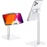 Cell Phone Stand, Omoton Adjustable Angle Height Desk Phone Dock Holder For Se 16 Pro Max/Plus/Xs/Xr, Samsung Galaxy S20 / S10 / S9 / S8 And Other Phones (3.5-7.0-Inch),Silver