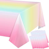 Pastel Rainbow Tablecloths Plastic Tablecloth Rainbow Party Decoration Birthday Supply Pastel Table Cover For Birthday Wedding Shower Party 108 X 54 Inch(3 Pack)