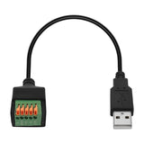 Quick Connect USB Solderless Adapter Short Cable Male to 5Pin Crimp Terminal Connector Spring Terminal Breakout Board Plug, 480Mbps 5V2A, for