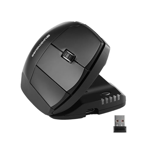 Unimouse Ergonomic Vertical Mouse Adjustable 35°-70° Tilt Angle, 6 Programmable Buttons For Productivity, Customizable Thumb Rest For Wrist Pain Relief | Plug & Play Mac/Pc - Wireless - Right