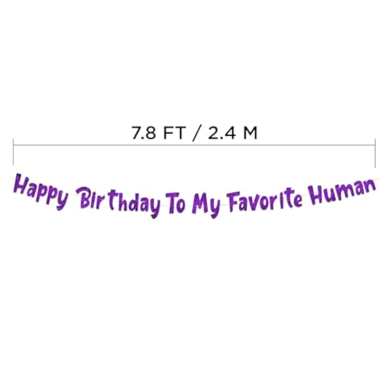 Pre-Strung Happy Birthday To My Favorite Human - Funny Birthday Purple Glitter Banner - Funny Birthday Decorations For Men And Women - Party Supplies And Gifts