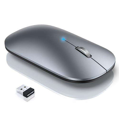 Bluetooth Wireless Mouse, Bt5.0/3.0 & 2.4Ghz Rechargeable Computer Mouse, Silent Mice,4000Dpi Portable Usb Mice For Laptop, Macbook Pro/Air,Ipad(Silver)