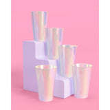 Party Decorations Iridescent Plastic Cups - 16 Disposable 16 Oz Cups | Bachelorette Party Cups, Birthday Party Supplies, Drinkware Favors, Disco Rave Decor