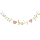 Pre-Strung Champagne Glitter "Sweet Girl Baby" Banner Shower/1st Birthday Decor
