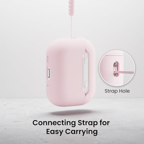 Compatible with AirPods Pro 3 Case 2025, Full Protective Hybrid Silicone for AirPods Pro 3rd Generation Case, Front LED Visible Skin Cover-Chalk Pink