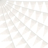 40M/130Ft White Triangle Pennant Banner Flag Metallic Fabric Bunting Garland For Christmas Graduation Wedding Engagement Anniversary Bachelorette Birthday Bridal Shower Valentines Hen Party Supplies