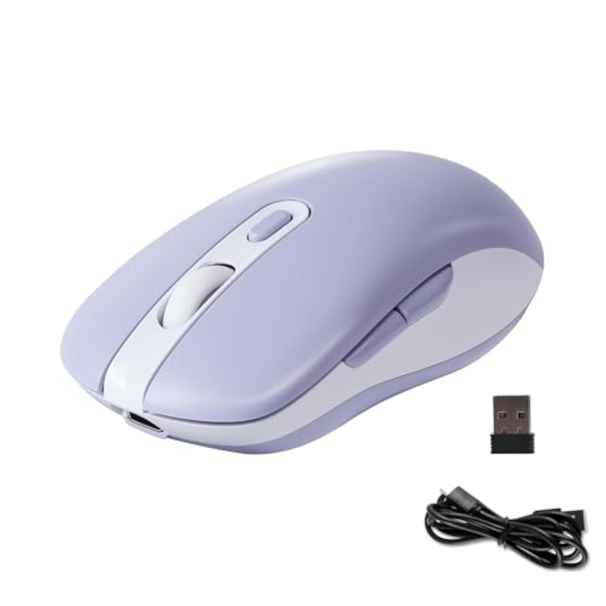 Wireless Mouse Bluetooth & 2.4G Dual Mode Rechargeable Optical Wireless Computer Mice With Usb Receiver, 3 Adjustable Dpi Portable Ergonomic Cordless Bluetooth Mouse For Laptop Pc Ipad Mac Os, Purple