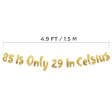 85 Is Only 29 In Celsius Gold Glitter Banner - Happy 85Th Birthday Party Banner - 85Th Birthday Party Decorations And Supplies