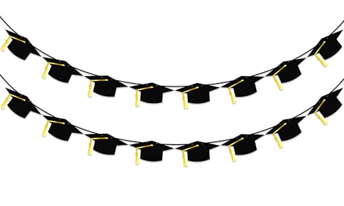 16PCS Graduation Decorations Banner 2026, Congrats Grad Banner, Black Graduations Party Banner Decorations, 2026 Graduation Garland for College High School Grad Party Supplies Decor