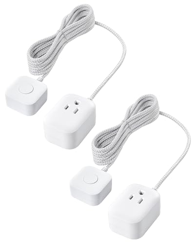 Extension Cord With Switch On/Off Plug, 6Ft Flat Braided Outlet Power Cable, 3 Prong Grounded Plug, Wall Or Table Use, Ideal For Lamps, Christmas Light, Audio, Holiday Lights, White, 2 Pack