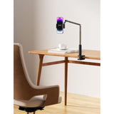 Phone Holder For Desk And Bed Compatible With Iphone 16 15 14 13 12 Overhead Phone Mount Gooseneck Phone Stand Flexible 360 Lazy Long Arm Clamp Clip For Table Bedside [1-Pack, Black]