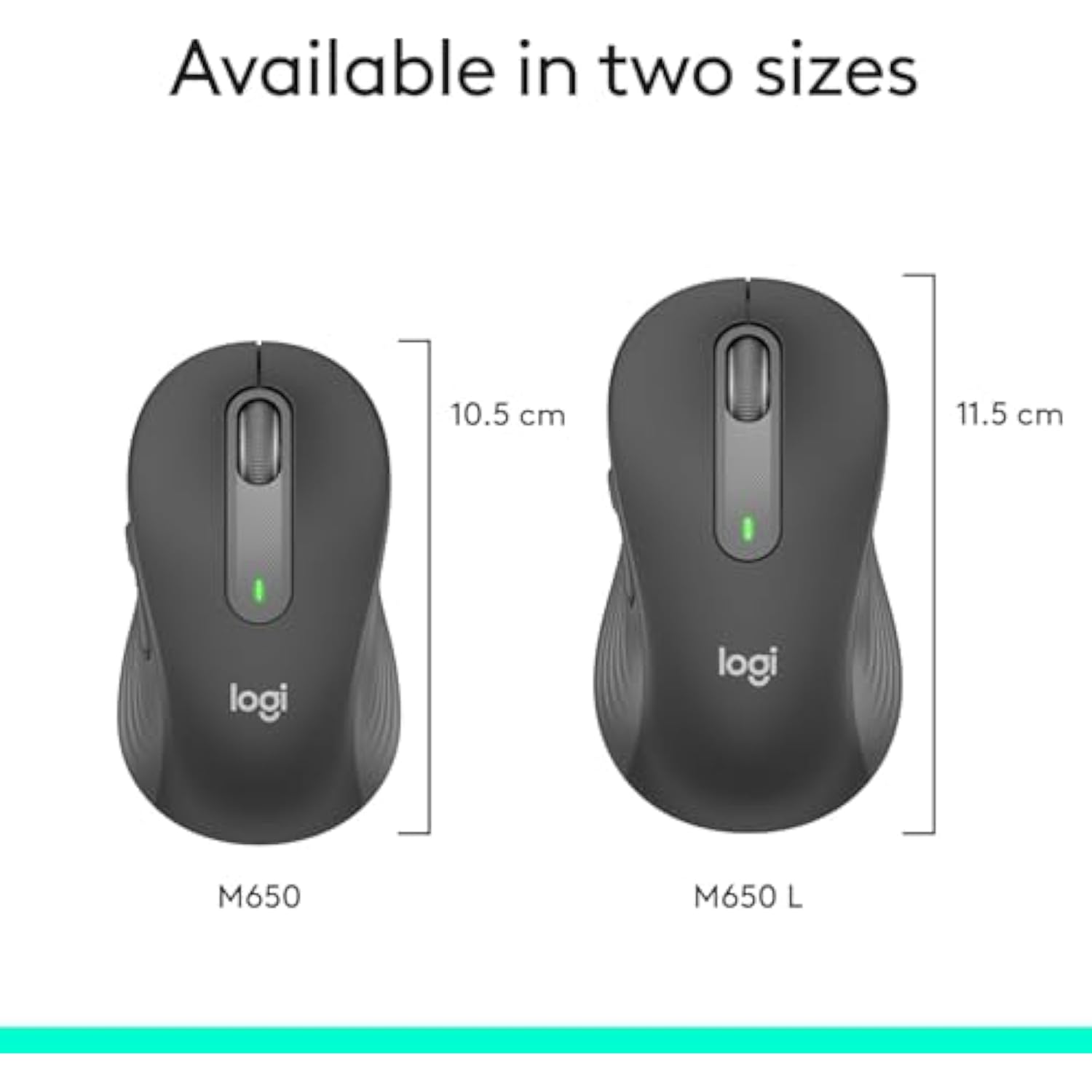 Logitech Signature M650 L Full Size Wireless Mouse - For Large Sized Hands, 2-Year Battery, Silent Clicks, Customizable Side Buttons, Bluetooth, Multi-Device Compatibility - Black (Renewed)