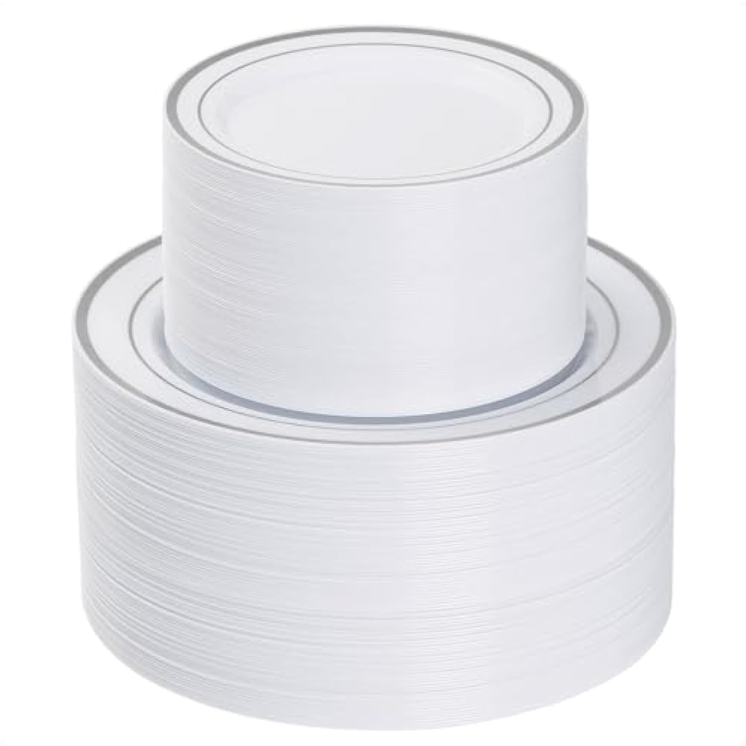 200Pcs Silver Plastic Plates, Heavy Duty Disposable Gold Plates With 100 10.25 Inch Dinner Plates And 100 7.5 Inch Dessert Plates, Disposable Plates For Party, Holiday, Wedding, Christmas