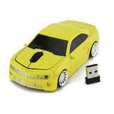 Car Mouse Wireless Sport Car Shape Mouse Laptop Desktop Computer Mouse Optical Mice With 2.4Ghz Nano Usb Led Headlight (B-Yellow)