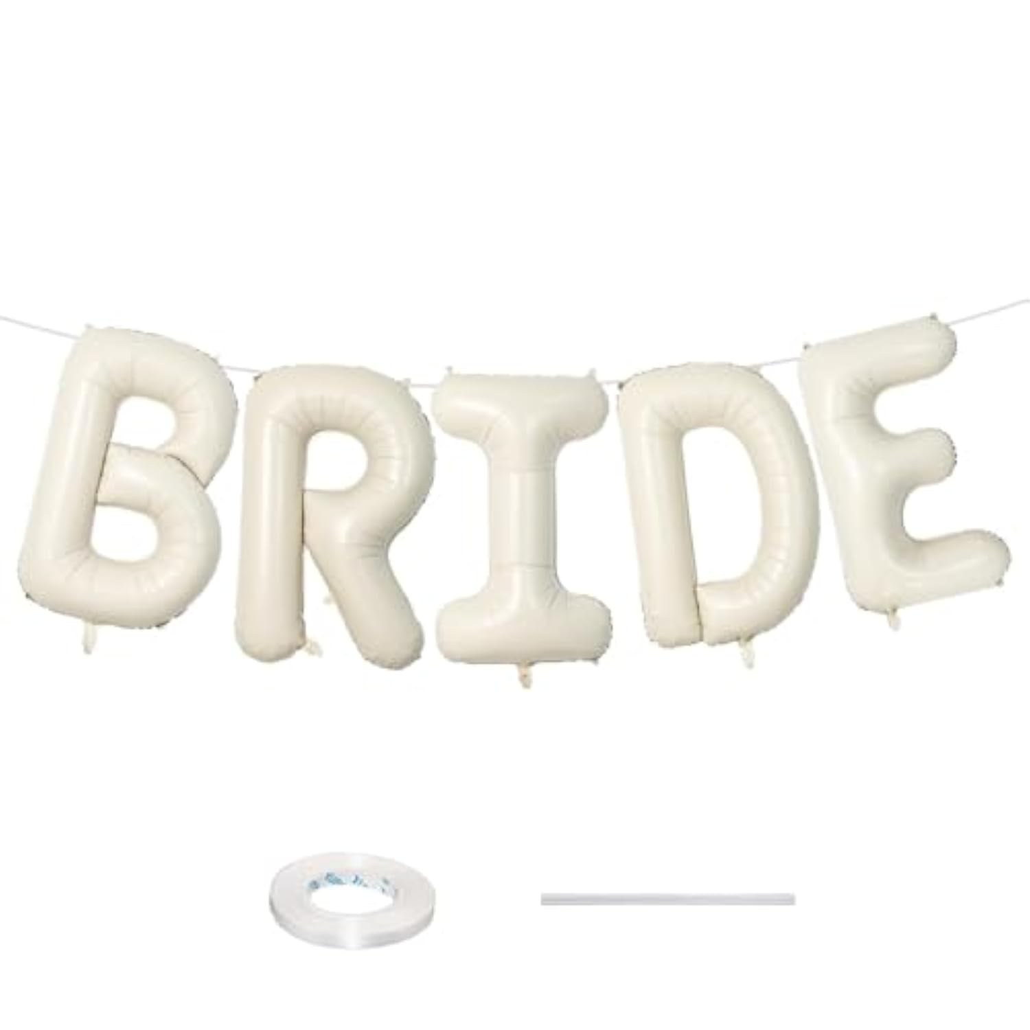 40 Inch Beige Bride Balloons Bachelorette For Bridal Shower, Cream White Sand Bride Mylar Foil Banner Letter Sign, Bridal Balloon Banner For Wedding Engagement Bride To Be Party Favors Decorations