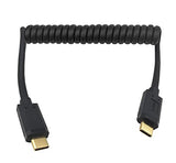Coiled USB 3.1 Type C Cable, USB-C Male to USB-C Female Coiled Spring Spiral Cable, 3A 10Gbps Fast Charging, Data Extension Cable, Stretched 4FT/1.2M