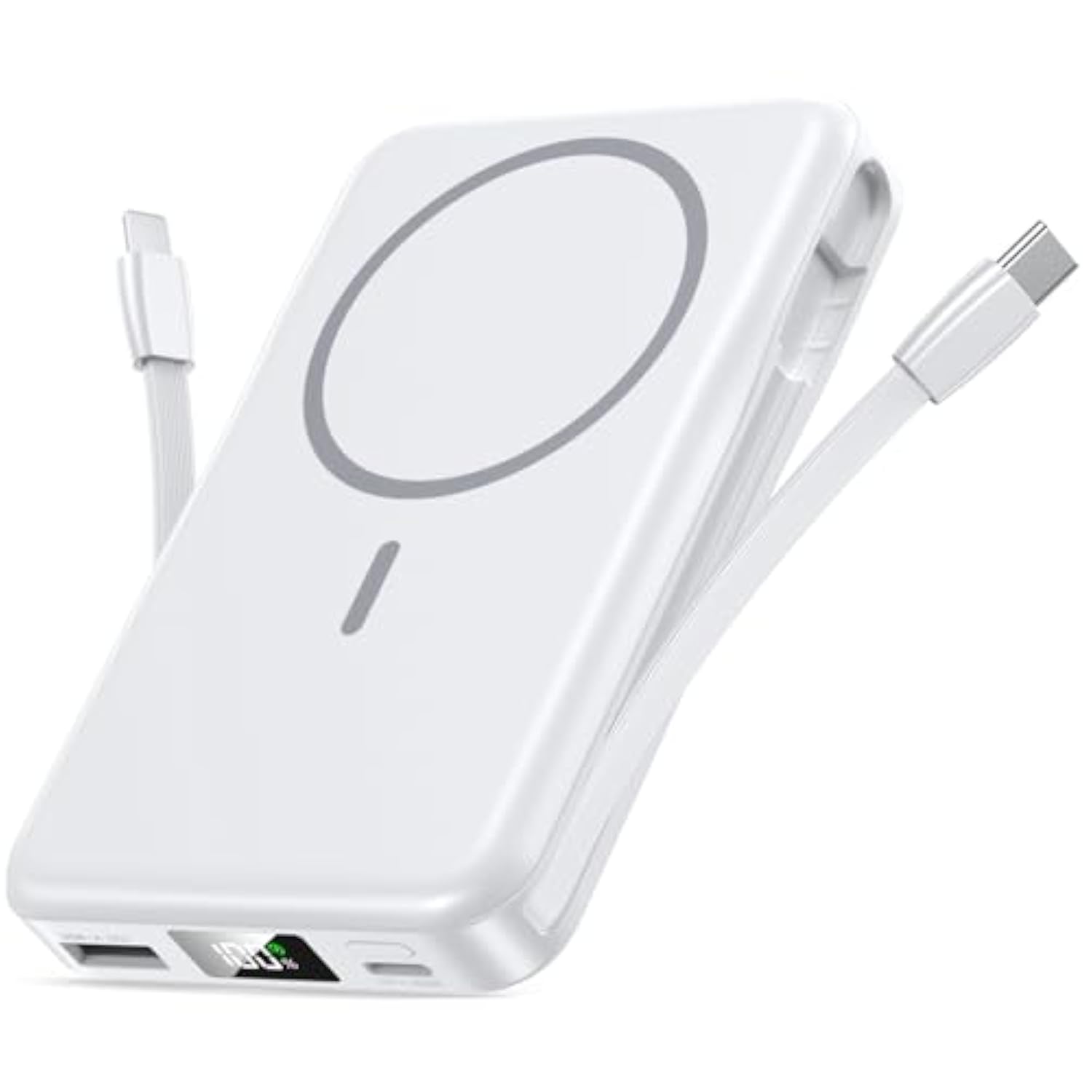 For Magsafe Battery Pack, 5 In 1 Portable Charger With Built In Cable, Magnetic 10000Mah Power Bank, Usb-C Fast Charging Battery Pack, Compatible With Iphone 16/15/14/13 Pro/Pro Max, Samsung Series