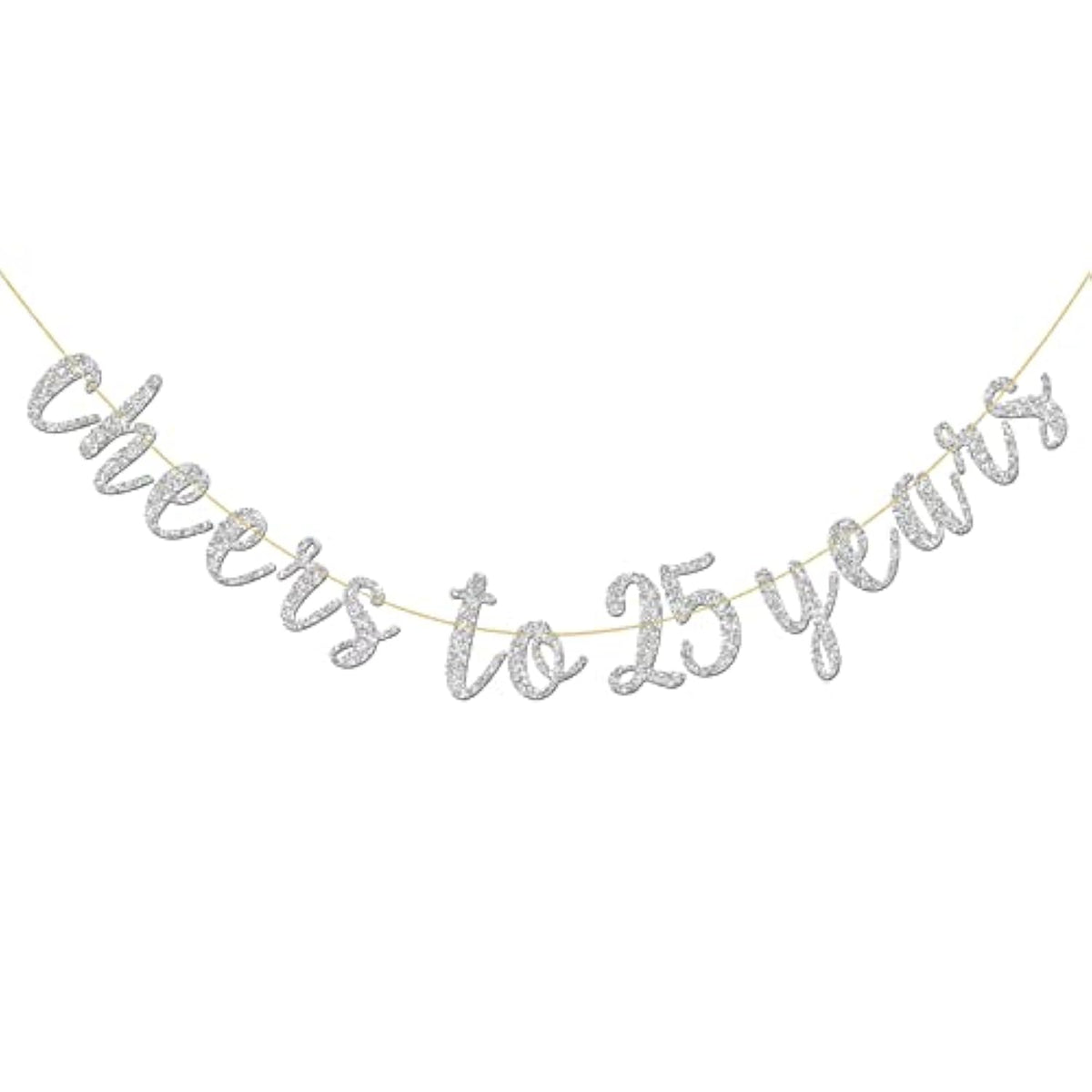 Glitter Silver Cheers To 25 Years Banner - 25Th Birthday Sign Bunting 25Th Marriage Anniversary Party Bunting Decorations
