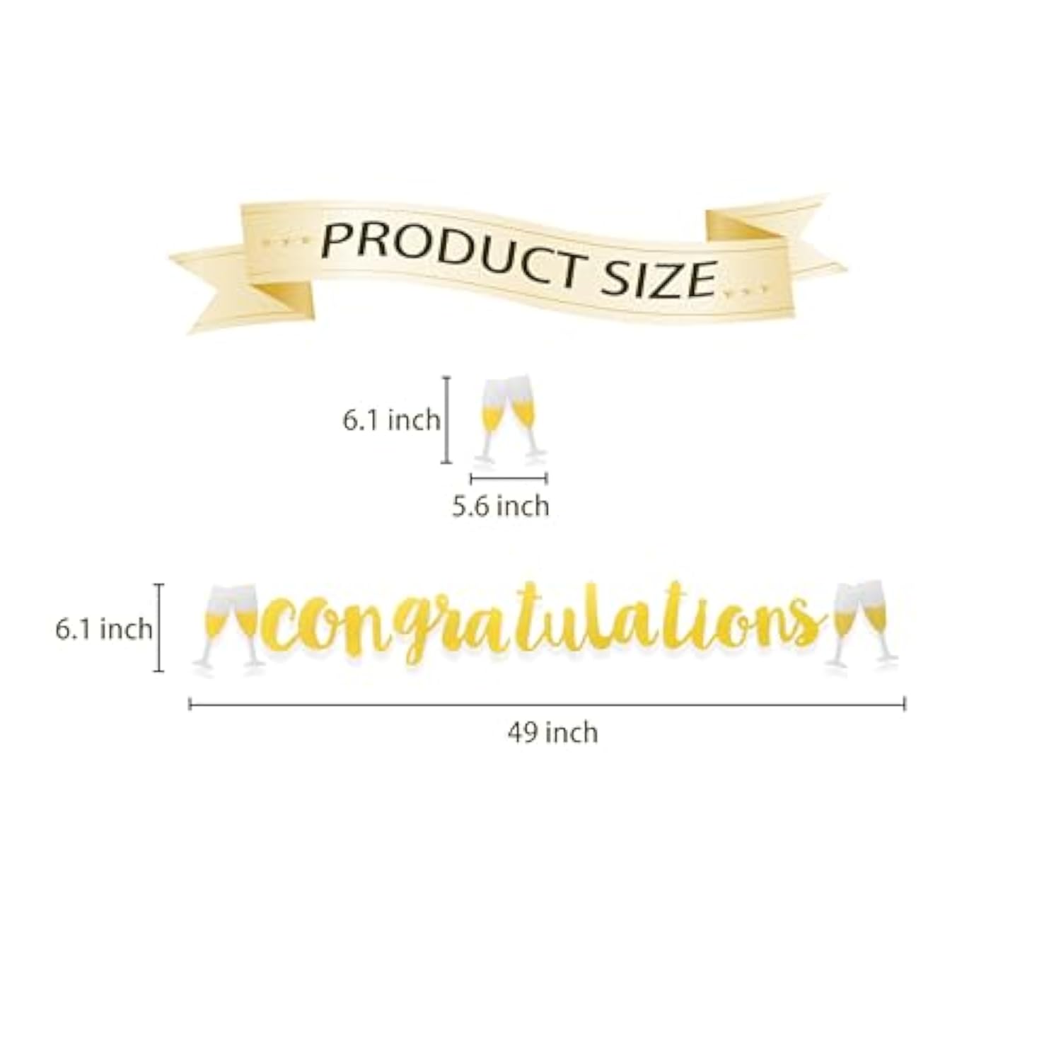 Congratulations Banner|Wedding|Anniversary|Graduation|Retirement Party Decorations Supplies Shimmering Gold Letters Banner Cheers