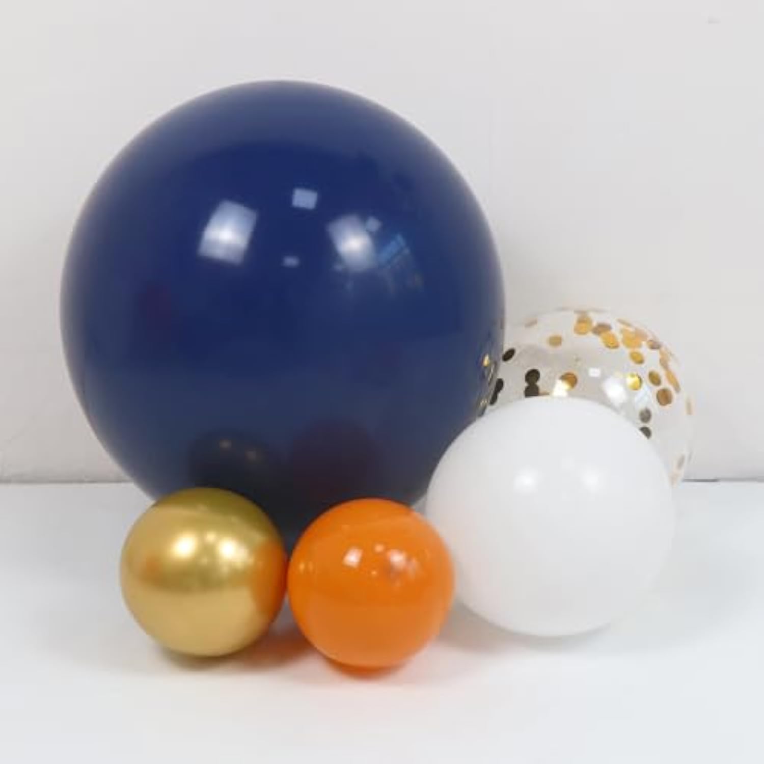 Orange Navy Blue Balloon Arch Kit 164PCS White Gold Confetti Balloons for Party