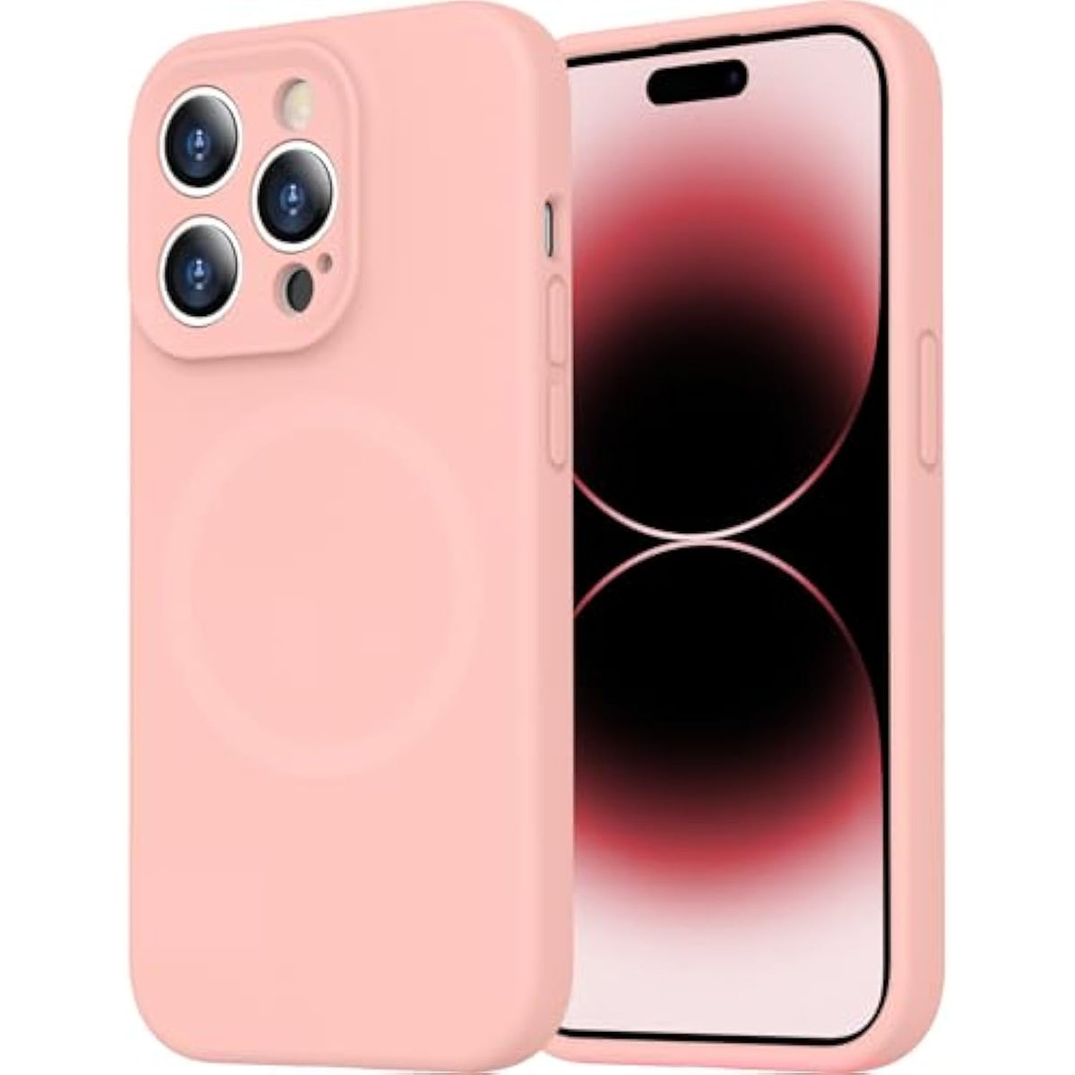 Magnetic For Iphone 14 Pro Case,Compatible With Magsafe,[Soft Anti-Scratch Microfiber Lining] Silicone Shockproof Protective Phone Case For Men Women Girls 6.1"-Light Pink