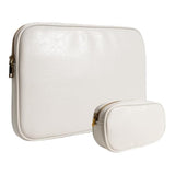 Pu Leather Padded Laptop Sleeve Bag 13Inch Compatible With 2024 Macbook Air 13.6 A3113 M3 A2681,New Macbook Pro 13 M2 A2686 With Charger Pouch Color White