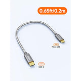 CableCreation Short Micro USB to USB C Cable 0.65 FT, Braided USBC to MicroUSB OTG 480Mbps Cord for Wall Chargers, MacBook Pro, Air, Galaxy S22, S21, Pixel 5/4/3 & More, 0.2M Space Gray