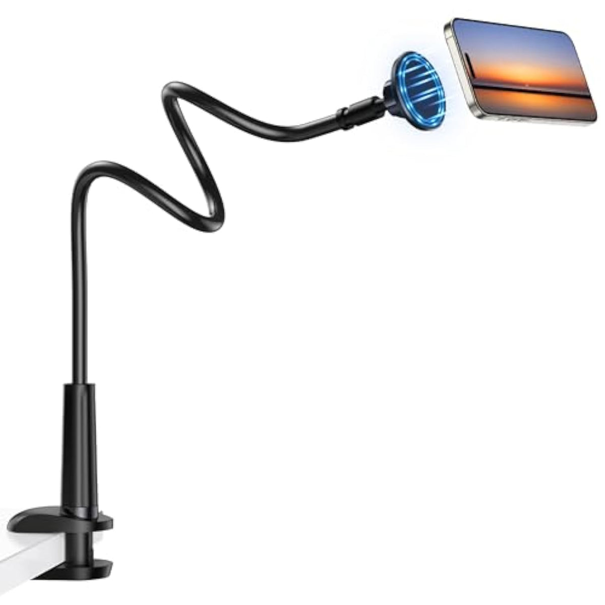 Magnetic Gooseneck Phone Holder Mount For 16/15/14/13/12 - Magnetic Stand Tabletop Clamp 360°Rotation Adjustable For Office/Home Compatible With 16 15 14 13 12 Mini Plus Pro Max