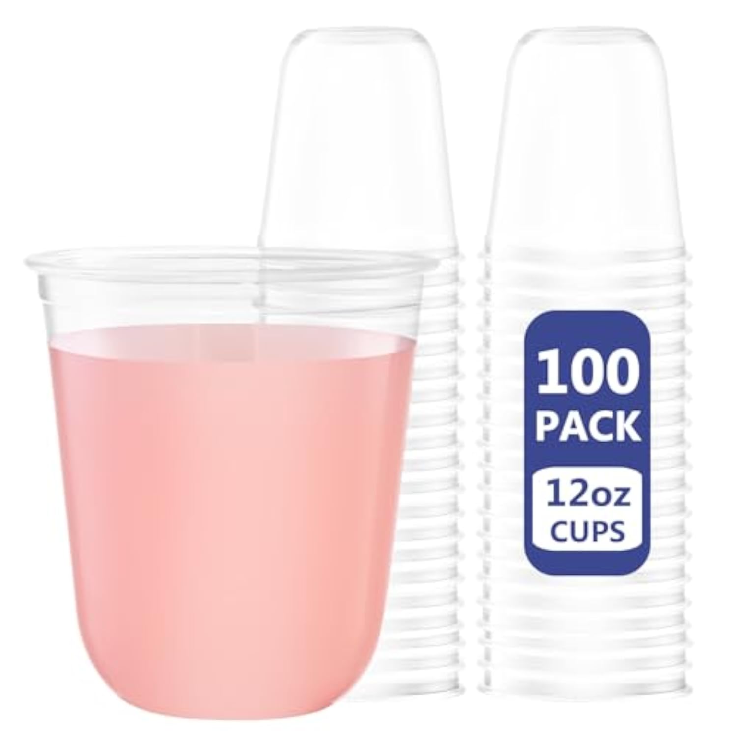 12 Oz Clear Plastic Cups, 100 Pcs Disposable Wine Glasses Stemless Cocktail Punch Cups For Cold Drinking Party Supplies, Halloween, Thanksgiving Day