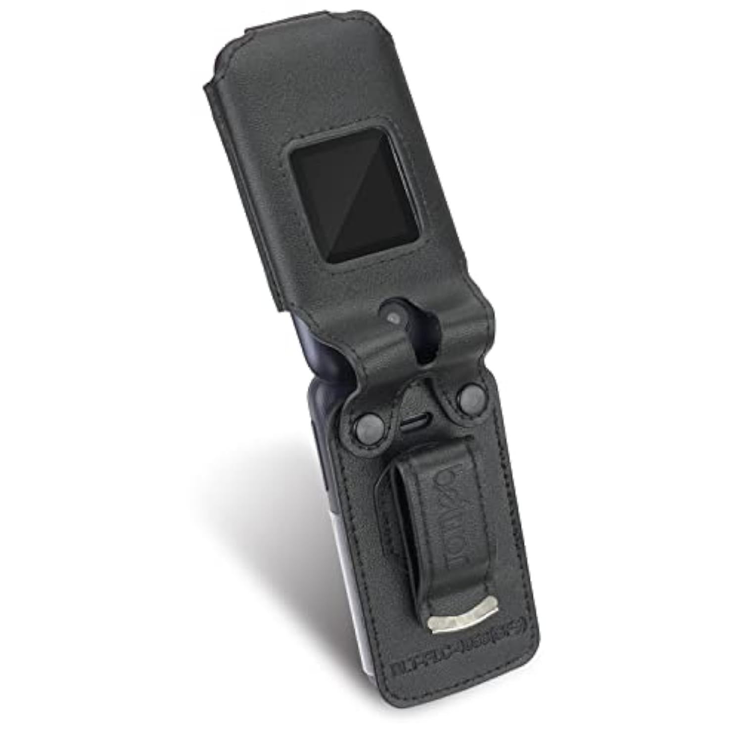 Leather Fitted Case For Alcatel Go Flip 4 / Tcl Flip Pro Phone - Secure Form Fit Cover With Built-In Screen Protection & Rotating Metal Belt Clip (Black)