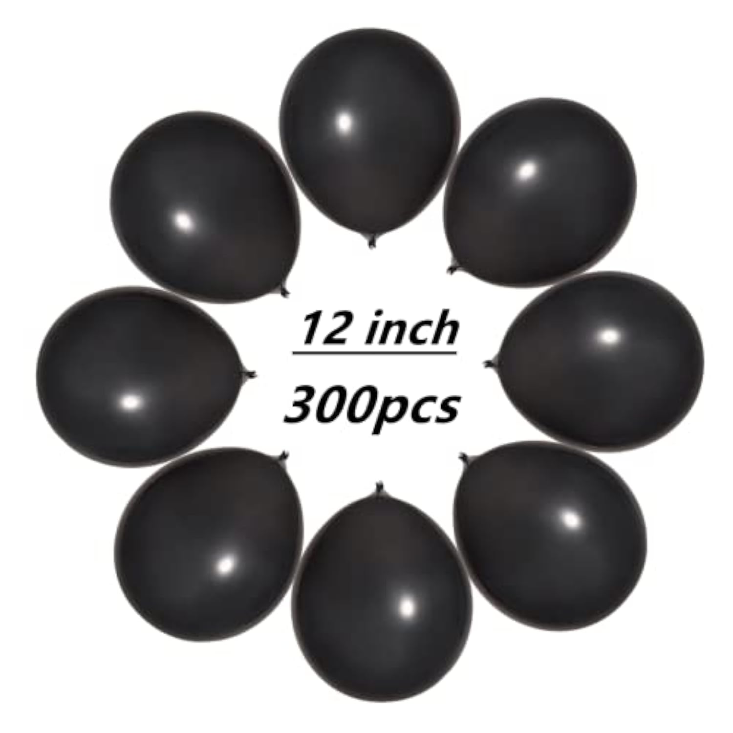 300 Black 12-Inch Latex Balloons – Bulk Pack for Party, Event, and Celebration Decorations